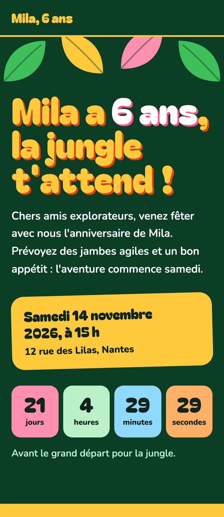 Exemple de site fait avec Paf : anniversaire d'enfant