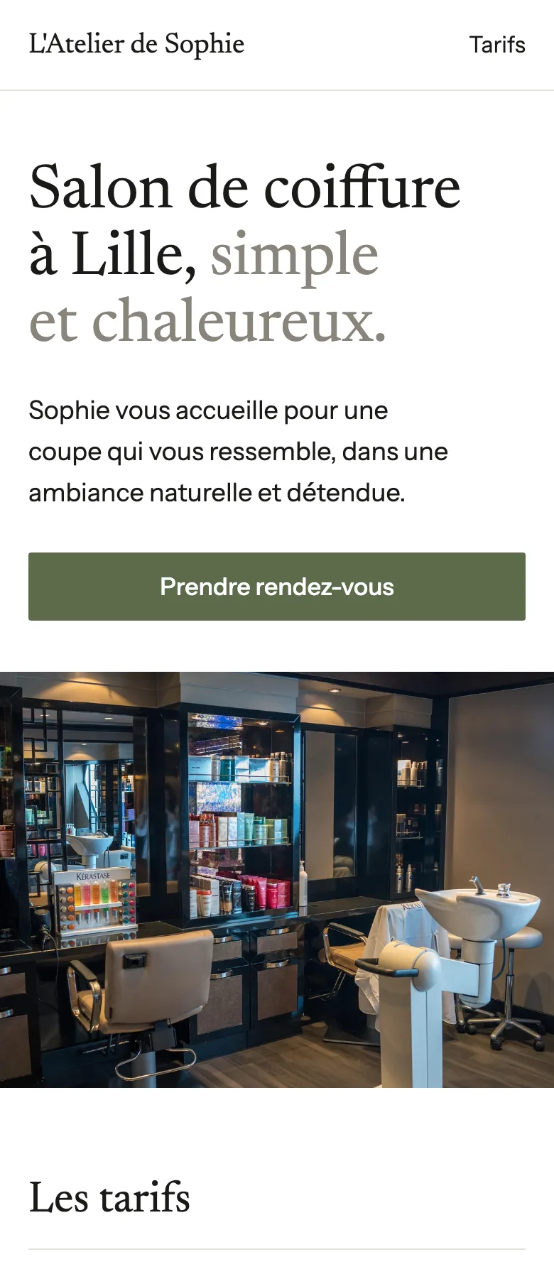 Exemple de site fait avec Paf : coiffure et beauté