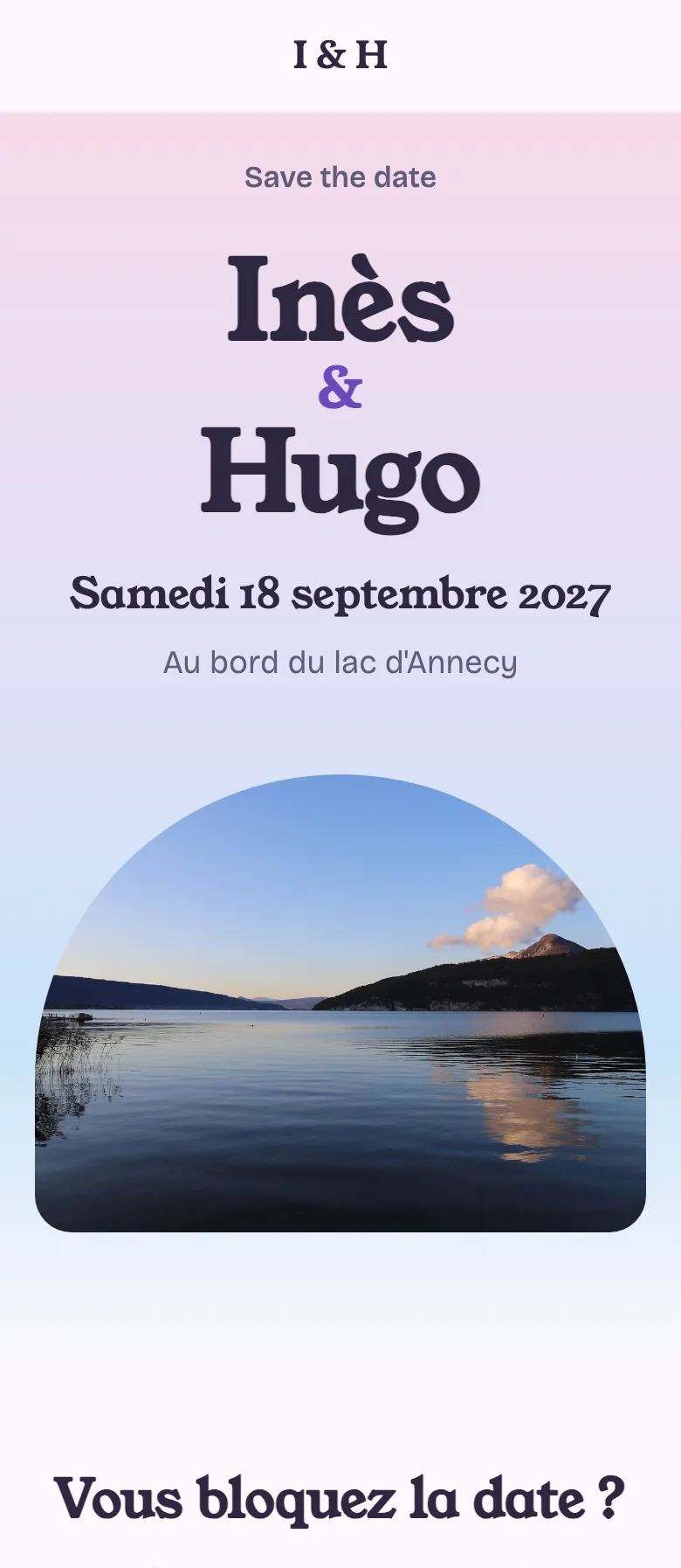 Exemple de site fait avec Paf : save the date